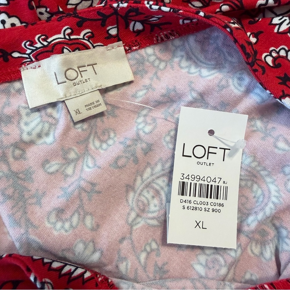 LOFT OUTLET by Ann Taylor Paisley Dress Red Sleeveless Women's Size XL NWT! - Picture 5 of 6